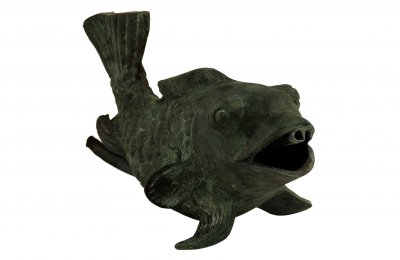 Fontän, fisk, för trädgård eller uterum, tillverkad i brons. Skulptur i brons.