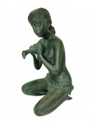 Fontän, fisk, för trädgård eller uterum, tillverkad i brons. Skulptur i brons.